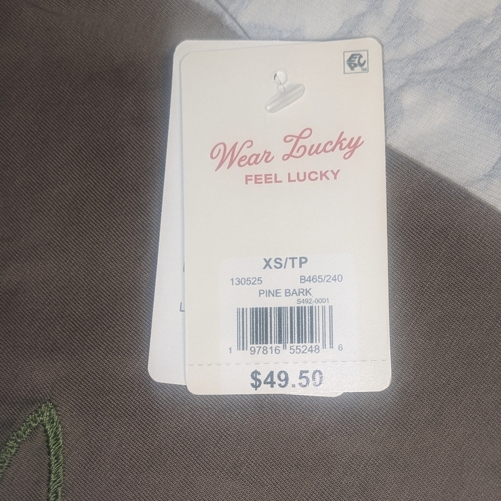 💲ON CLEARANCE💲Lucky Brand Embroidered Floral Tee in Pine Bark sz XS​​​ - Picture 9 of 13